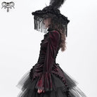 DEVIL FASHION Women's Gothic Flared Sleeved Ruffled Swallow-tailed Shirt Red