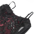 DEVIL FASHION Women's Gothic Floral Embroidered Beaded Multilayer Slip Dress Black