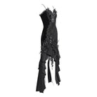 DEVIL FASHION Women's Gothic Floral Embroidered Cross Ruffle Long Slip Dress Black