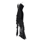 DEVIL FASHION Women's Gothic Floral Embroidered Cross Ruffle Long Slip Dress Black