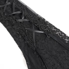 DEVIL FASHION Women's Gothic Floral Embroidered Lace-up Square-cut Collar Lace Dress Black