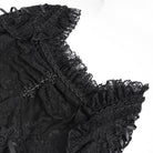 DEVIL FASHION Women's Gothic Floral Embroidered Lace-up Square-cut Collar Lace Dress Black