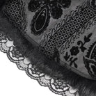 DEVIL FASHION Women's Gothic Floral Embroidered Mesh Splice Lace-up Hooded Dress Red