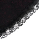 DEVIL FASHION Women's Gothic Floral Embroidered Mesh Splice Lace-up Hooded Dress Red