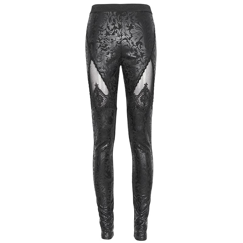 Ideology Women's Abstract Floral Printed Mesh-Trimmed Leggings