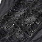 DEVIL FASHION Women's Gothic Floral Embroidered Ruched Lace-up Long Sleeved Dress Black