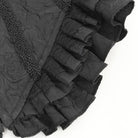 DEVIL FASHION Women's Gothic Floral Embroidered Ruffled Lace-up Tank Top Black