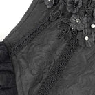 DEVIL FASHION Women's Gothic Floral Embroidered Ruffled Lace-up Tank Top Black