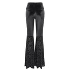 DEVIL FASHION Women's Gothic Floral Embroidered Velvet Flared Pants