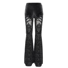DEVIL FASHION Women's Gothic Floral Embroidered Velvet Flared Pants