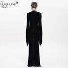 DEVIL FASHION Women's Gothic Floral Embroidered Velvet Long Dress Black