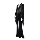 DEVIL FASHION Women's Gothic Floral Embroidered Velvet Long Dress Black