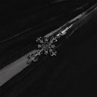 DEVIL FASHION Women's Gothic Floral Embroidered Velvet Long Dress Black