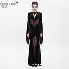 DEVIL FASHION Women's Gothic Floral Embroidered Velvet Long Dress Red