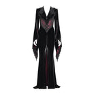 DEVIL FASHION Women's Gothic Floral Embroidered Velvet Long Dress Red