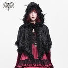 DEVIL FASHION Women's Gothic Floral Lace Hem Hooded Cape