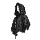 DEVIL FASHION Women's Gothic Floral Lace Hem Hooded Cape