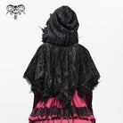 DEVIL FASHION Women's Gothic Floral Lace Hem Hooded Cape