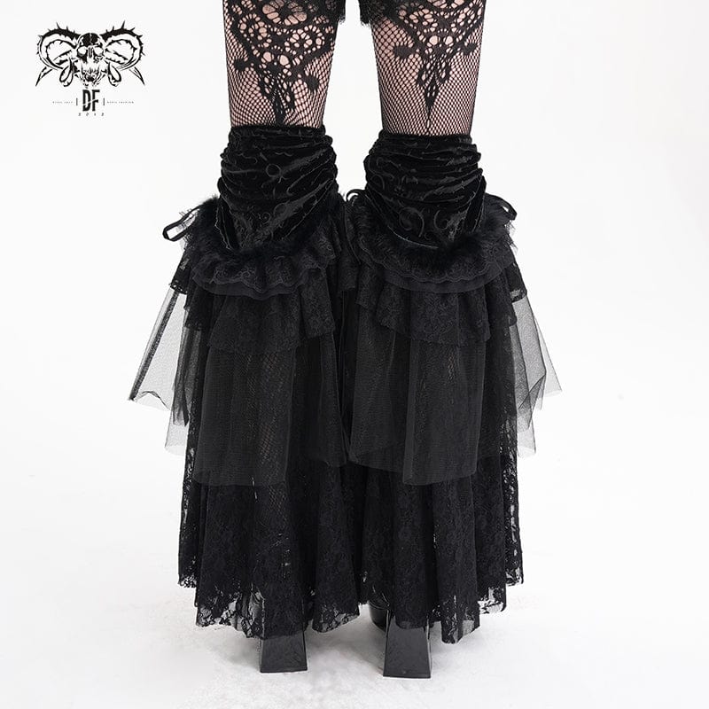 DEVIL FASHION Women's Gothic Floral Lace Mesh Leg Warmers