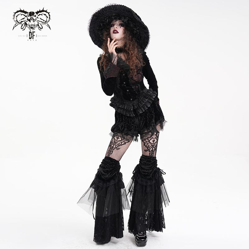 DEVIL FASHION Women's Gothic Floral Lace Mesh Leg Warmers