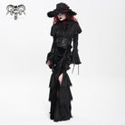 DEVIL FASHION Women's Gothic Floral Printed Rose Chain Fishtail Skirt Black