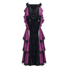 DEVIL FASHION Women's Gothic Floral Printed Rose Chain Fishtail Skirt Purple
