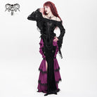 DEVIL FASHION Women's Gothic Floral Printed Rose Chain Fishtail Skirt Purple