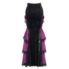 DEVIL FASHION Women's Gothic Floral Printed Rose Chain Fishtail Skirt Purple