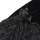 DEVIL FASHION Women's Gothic Floral Ruched Lace-up Maxi Dress Black