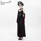 DEVIL FASHION Women's Gothic Floral Ruched Lace-up Maxi Dress  Red