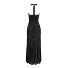 DEVIL FASHION Women's Gothic Floral Ruched Lace-up Maxi Dress  Red
