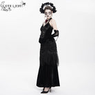 DEVIL FASHION Women's Gothic Floral Ruched Lace-up Maxi Dress  Red