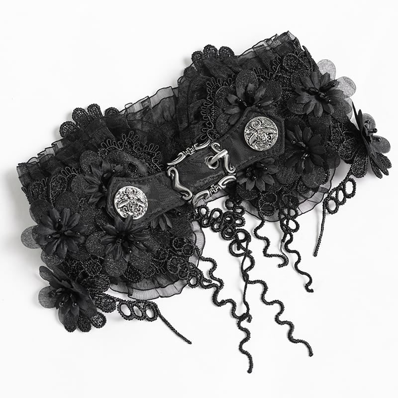DEVIL FASHION Women's Gothic Floral Tassels Neckwear