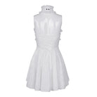 DEVIL FASHION Women's Gothic Halter Cut-out Ruffled Lace Short Dress White