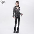 DEVIL FASHION Women's Gothic Irregular Lace-up Shirt