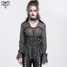 DEVIL FASHION Women's Gothic Irregular Lace-up Shirt