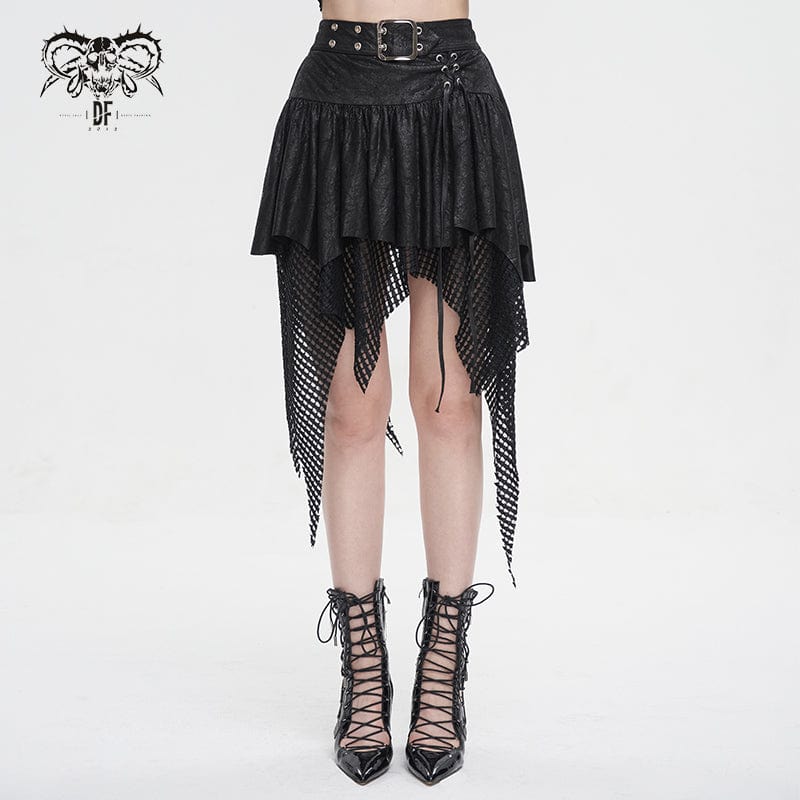 Gothic Irregular Hem Skirts Punk Design