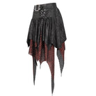 DEVIL FASHION Damen Gothic Unregelmäßiger Mesh Splice Schnalle Rock Rot