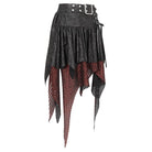 DEVIL FASHION Damen Gothic Unregelmäßiger Mesh Splice Schnalle Rock Rot
