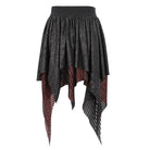 DEVIL FASHION Damen Gothic Unregelmäßiger Mesh Splice Schnalle Rock Rot