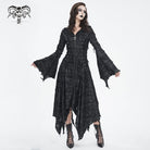 DEVIL FASHION Women's Gothic Irregular Ripped Long Sleeved Hem Dress with Hood