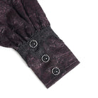 DEVIL FASHION Women's Gothic Jacquard Batwing Shoulder Flap Shirt with Necktie Red