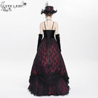DEVIL FASHION Women's Gothic Jacquard Floral Beaded Long Slip Dress