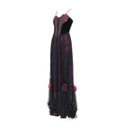 DEVIL FASHION Women's Gothic Jacquard Floral Beaded Long Slip Dress