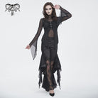 DEVIL FASHION Women's Gothic Jacquard Mesh Ruffled Long Sleeved Shirt