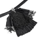 DEVIL FASHION Women's Gothic Jacquard Swallow Tail Flare Sleeve Blouse with Necktie Black