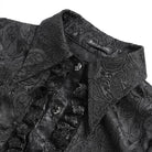 DEVIL FASHION Women's Gothic Jacquard Swallow Tail Flare Sleeve Blouse with Necktie Black