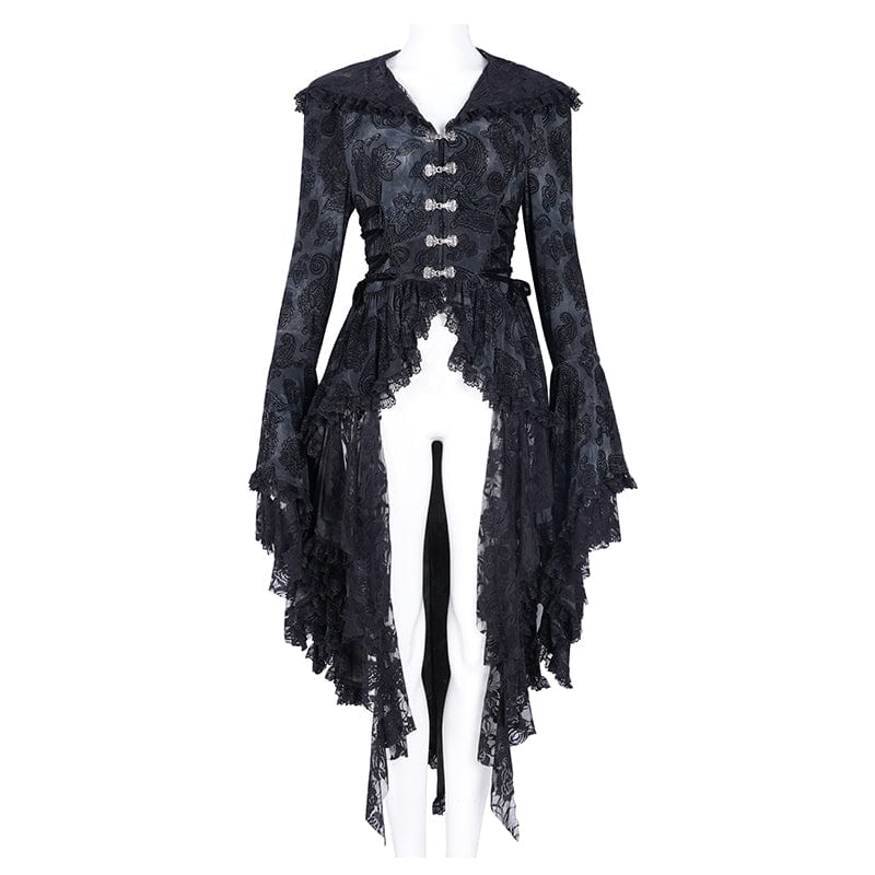 DEVIL FASHION Women's Gothic Lace Batwing Sleeved Jacket with Hood