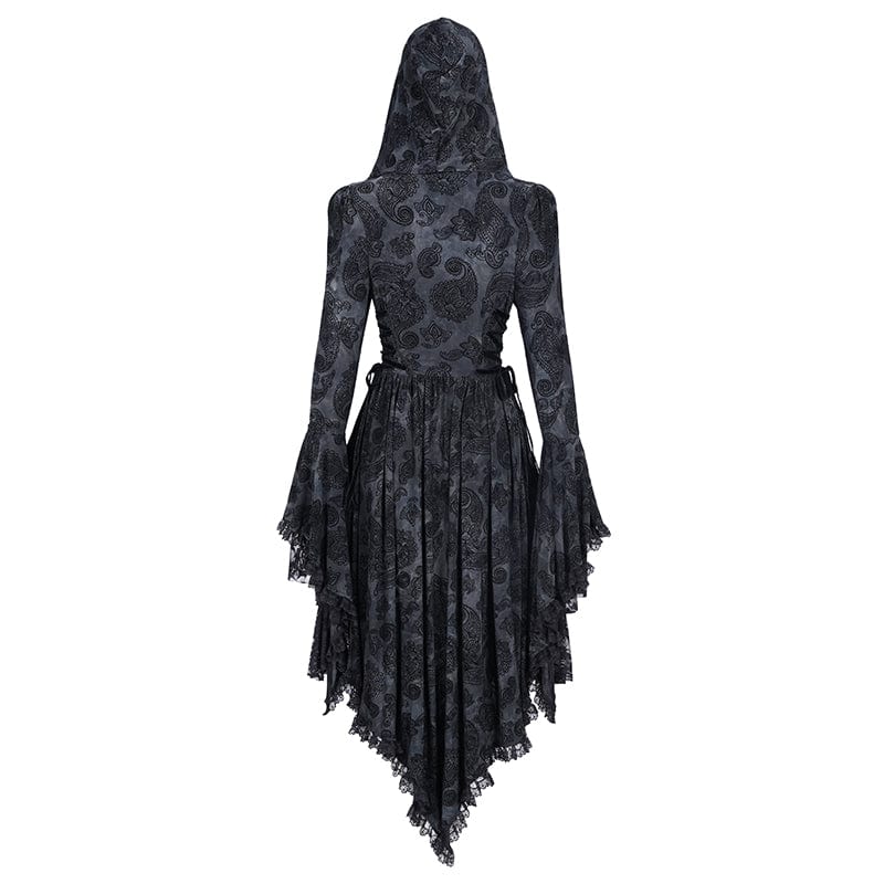 DEVIL FASHION Women's Gothic Lace Batwing Sleeved Jacket with Hood