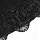 DEVIL FASHION Women's Gothic Lace Embroidery Trim Faux Fur Collar Long Coat with Detachable Bowknot